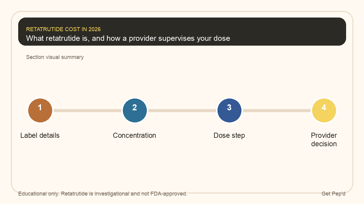 Diagram for what retatrutide is, and how a provider supervises your dose