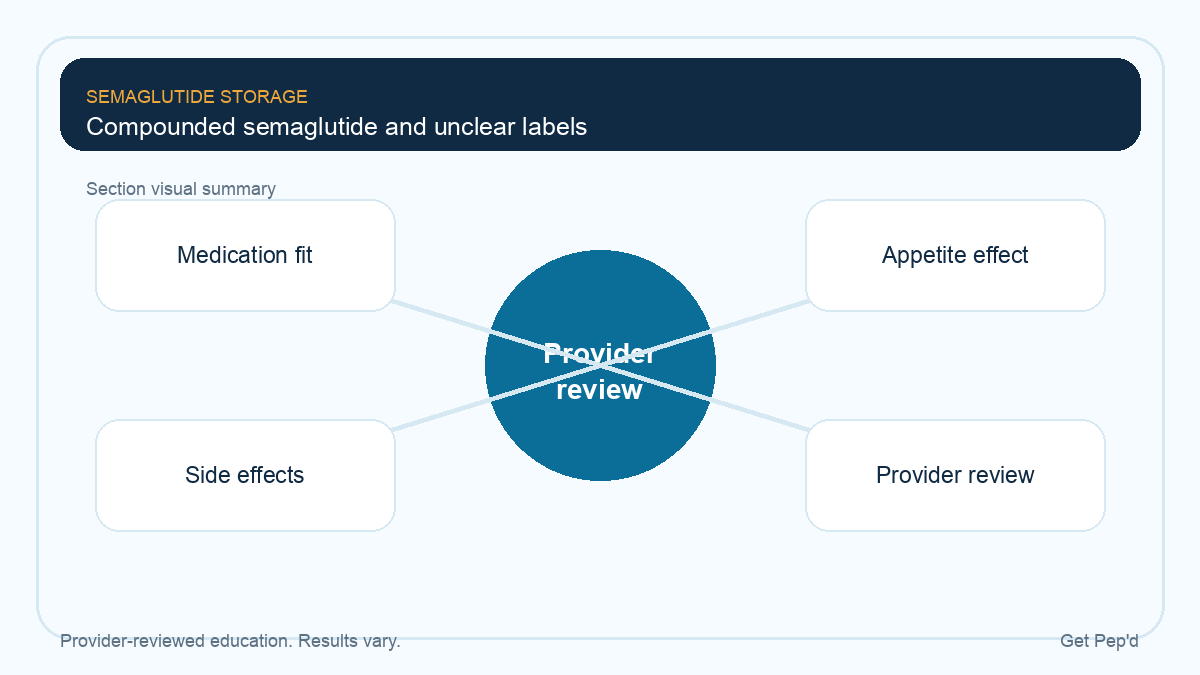 Diagram for compounded semaglutide and unclear labels