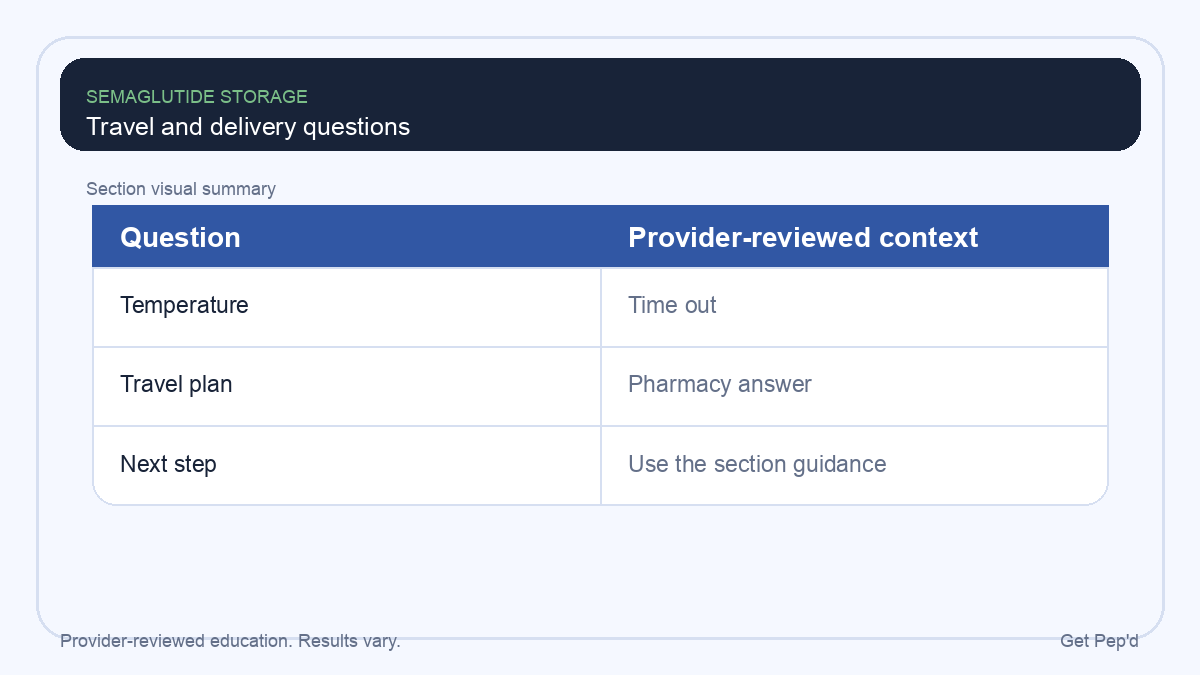 Diagram for travel and delivery questions