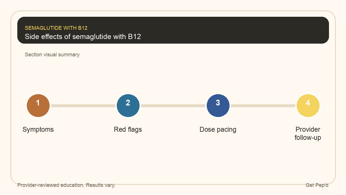 Diagram for side effects of semaglutide with b12