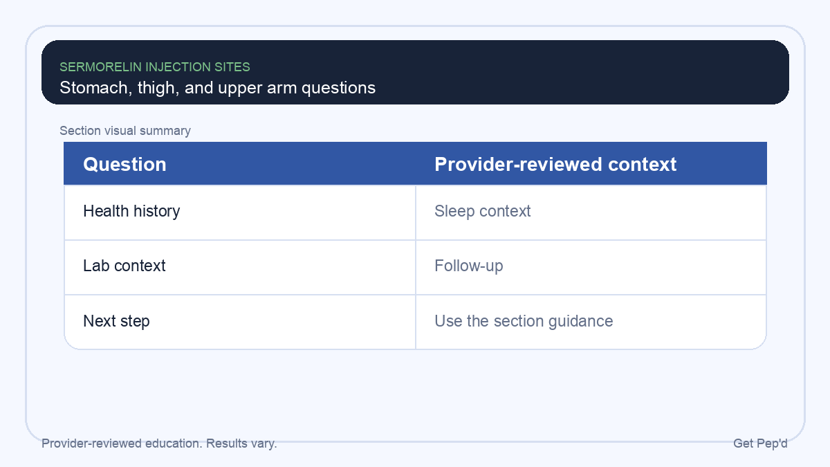 Diagram for stomach, thigh, and upper arm questions