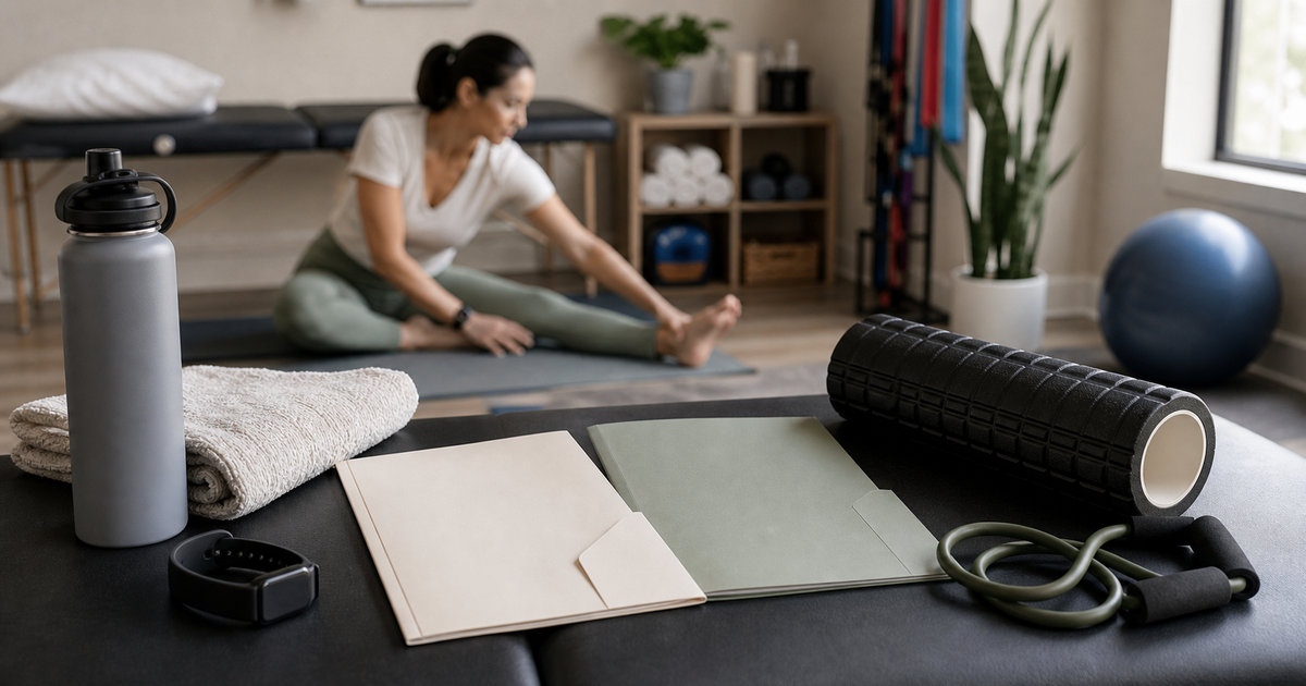 Recovery tools and blank comparison folders in a therapy room