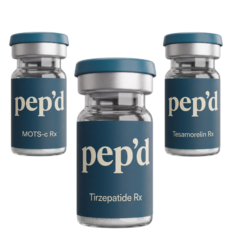 Pep’d Max Weight Loss Stack, Tirzepatide, Tesamorelin and MOTS-c Rx vials