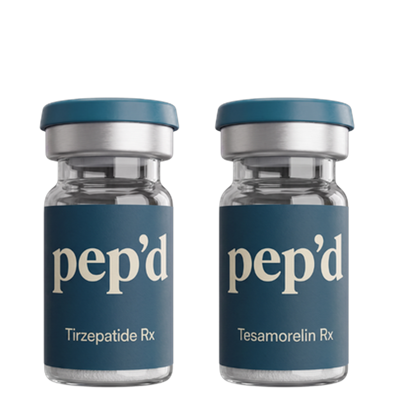 Pep’d Pro Weight Loss Stack, Tirzepatide and Tesamorelin Rx vials