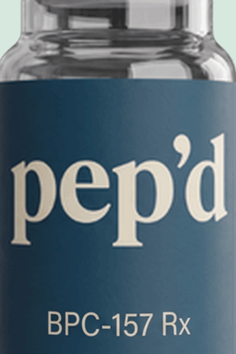 Get Pep’d BPC-157 Peptide Rx close up on a deeper mint background