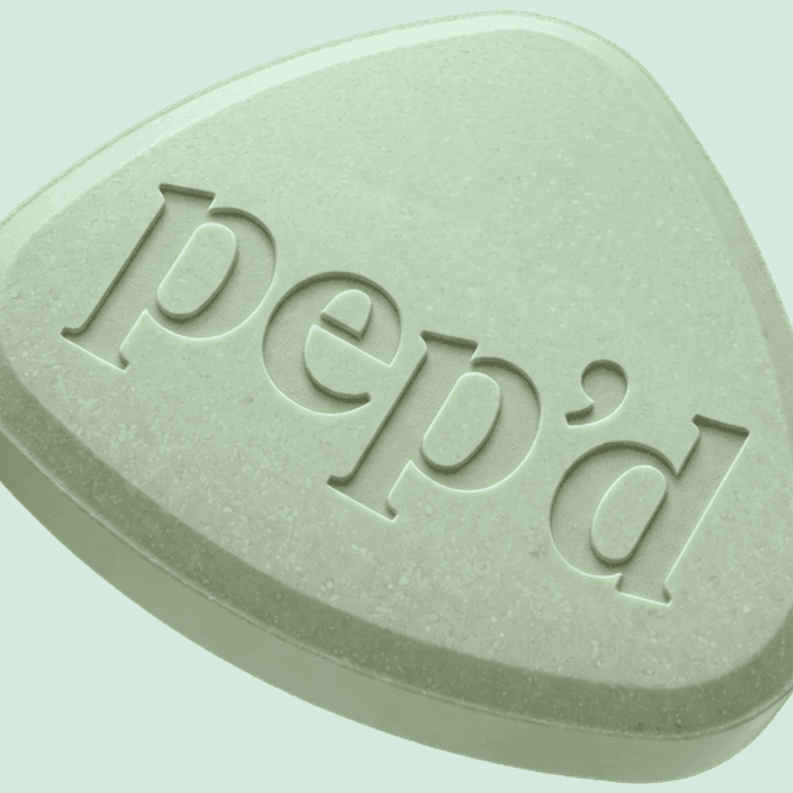 Pep’d Enclomiphene Rx close up on a deeper mint background