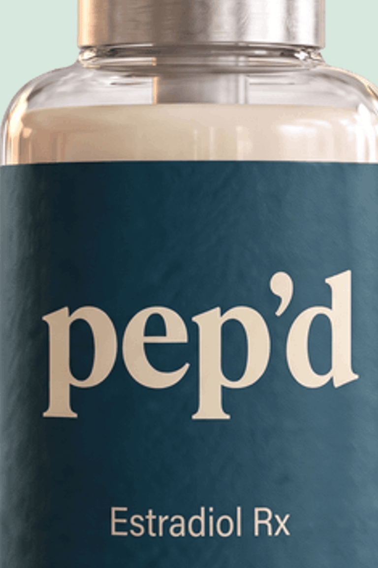 Get Pep’d Estradiol Gel Rx close up on a deeper mint background