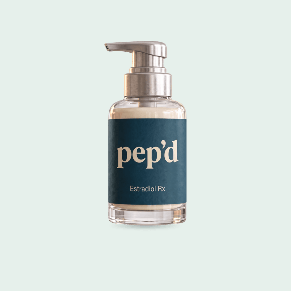 Pep’d Estradiol Gel Rx product shot on a mint background