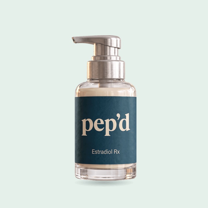 Pep’d Estradiol Gel Rx product shot on a mint background