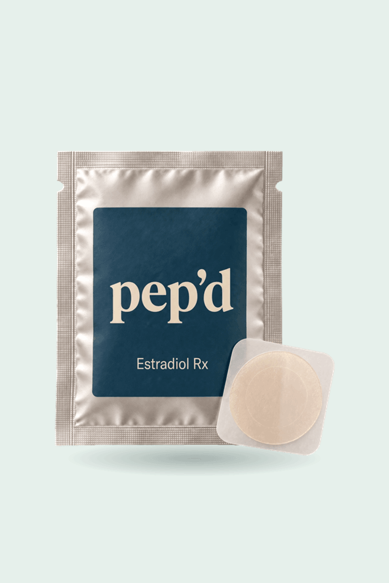 Get Pep’d Estradiol Patch Rx product shot on a mint background