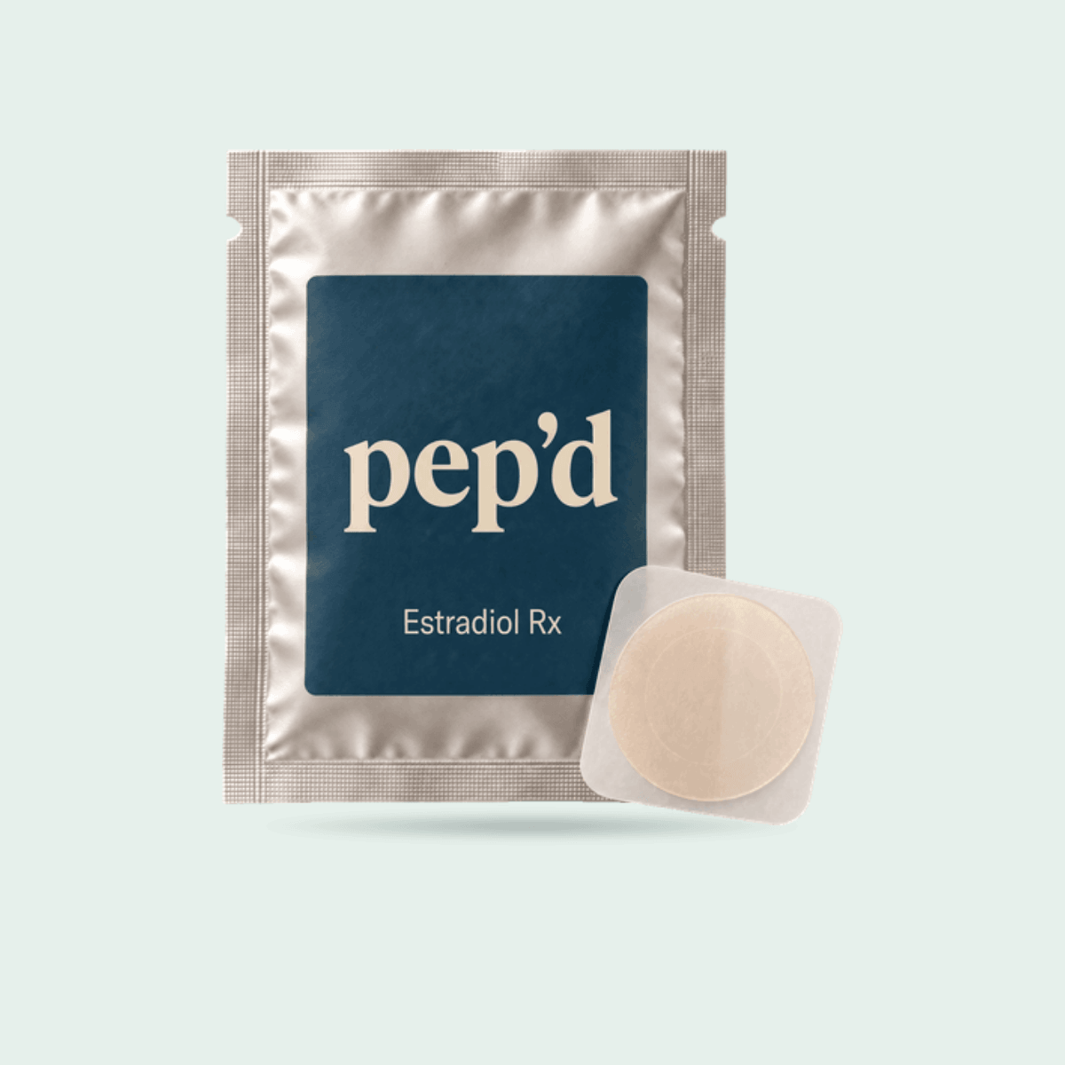Pep’d Estradiol Patch Rx product shot on a mint background
