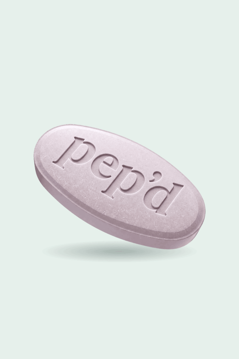 Get Pep’d Finasteride Rx product shot on a mint background
