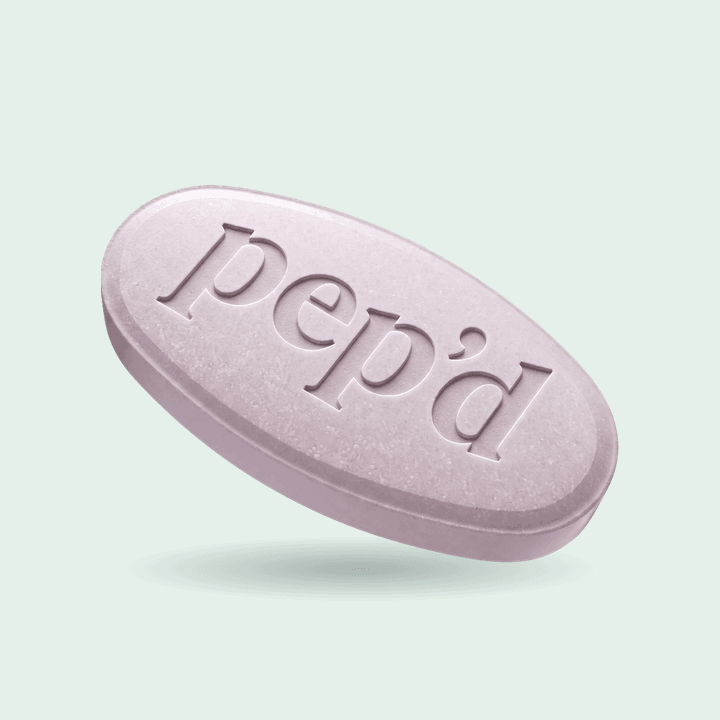 Pep’d Finasteride Rx product shot on a mint background