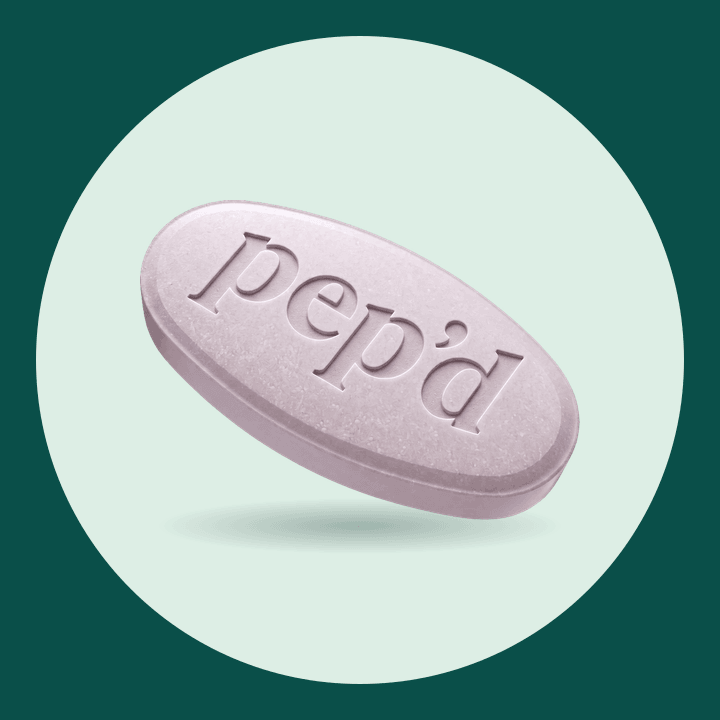 Pep’d Finasteride Rx product shot on a deep teal background