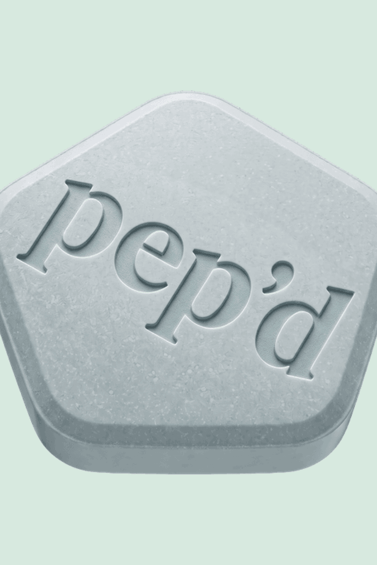 Get Pep’d Finasteride + Minoxidil Rx close up on a deeper mint background