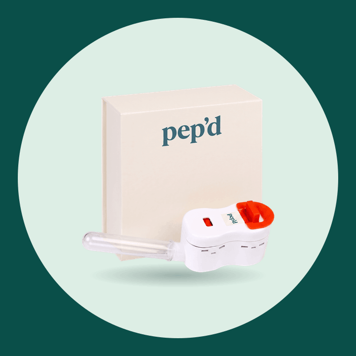 Pep’d Metabolic Testing product shot on a deep teal background
