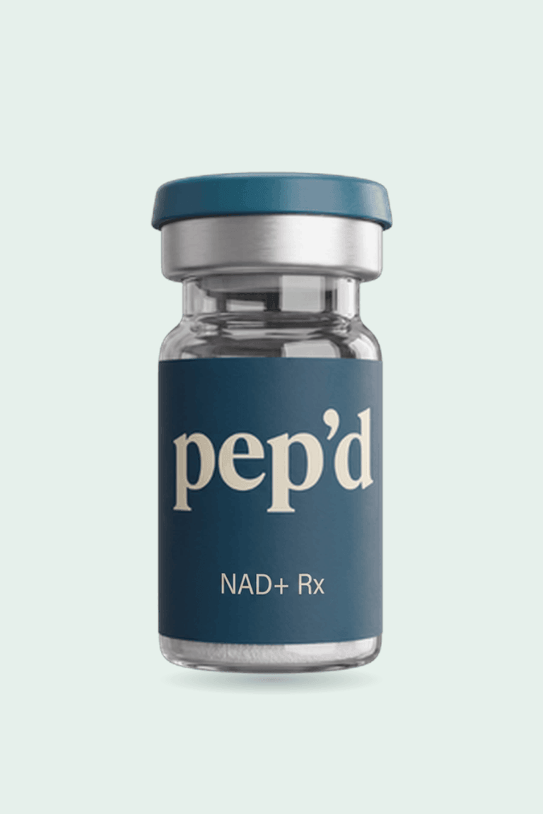 Get Pep’d NAD+ Therapy Rx product shot on a mint background