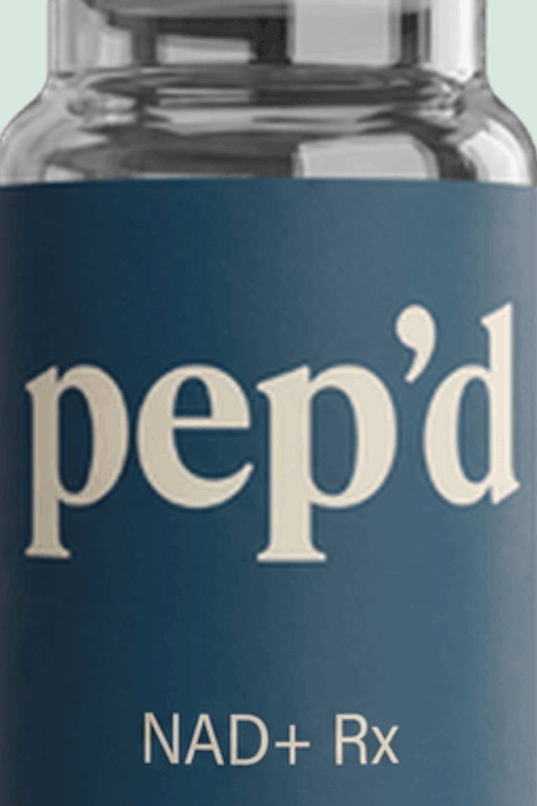 Get Pep’d NAD+ Therapy Rx close up on a deeper mint background