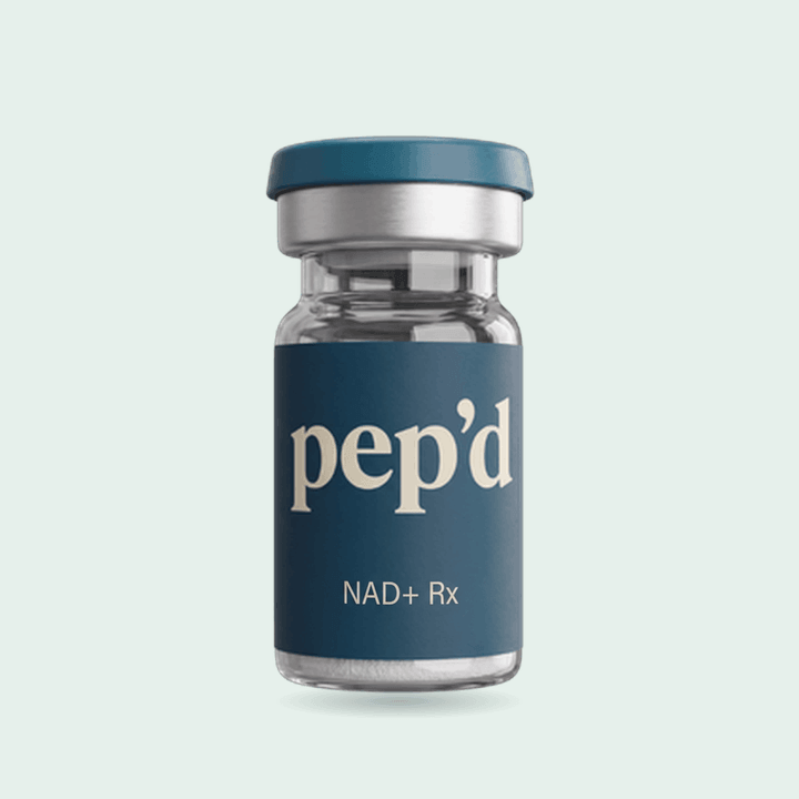 Pep’d NAD+ Therapy Rx product shot on a mint background