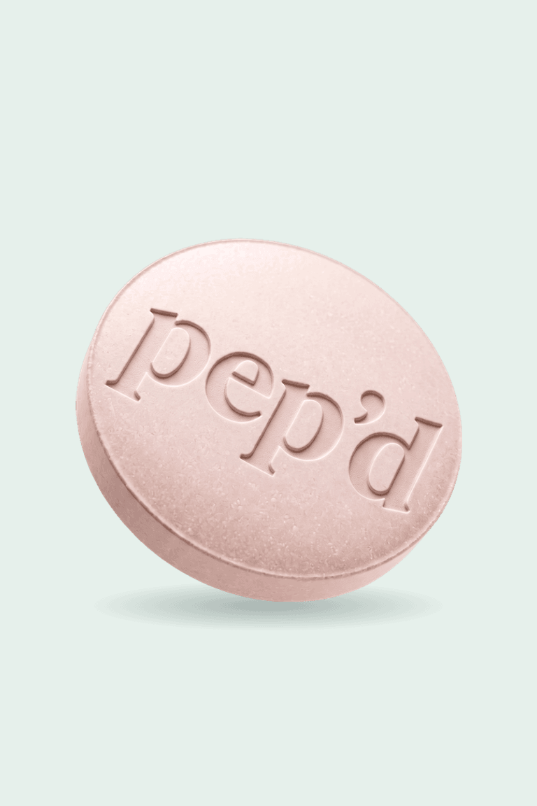Get Pep’d Oral Estradiol Rx product shot on a mint background