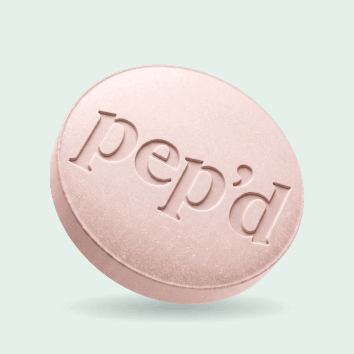 Pep’d Oral Estradiol Rx product shot on a mint background