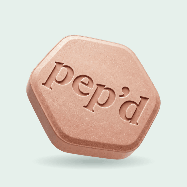 Pep’d Oral Minoxidil Rx product shot on a mint background