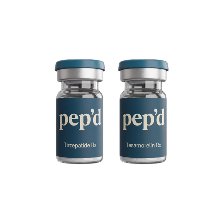 Pep’d Pro Weight Loss Stack Rx tirzepatide and tesamorelin vial cutout