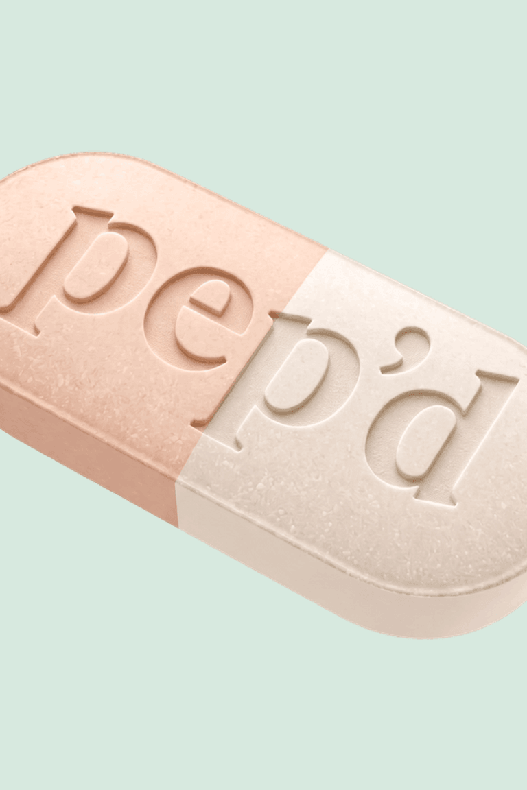 Get Pep’d Progesterone Capsules Rx close up on a deeper mint background
