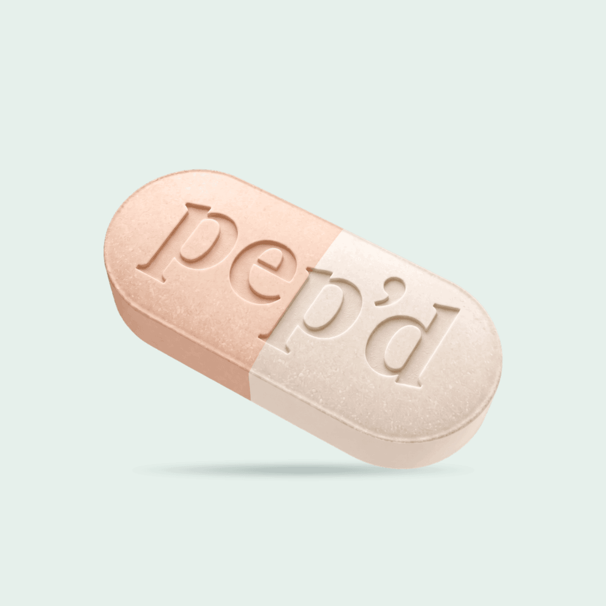 Pep’d Progesterone Capsules Rx product shot on a mint background