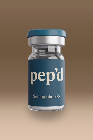 Get Pep’d Semaglutide Rx vial on a warm gradient
