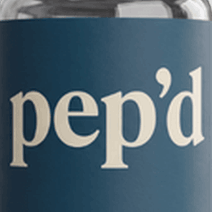 Pep’d Sermorelin Injection Rx close up on a deeper mint background