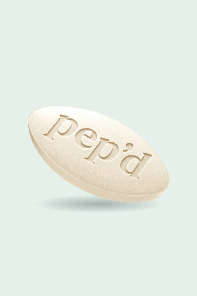 Get Pep’d Tadalafil Tablets Rx product shot on a mint background