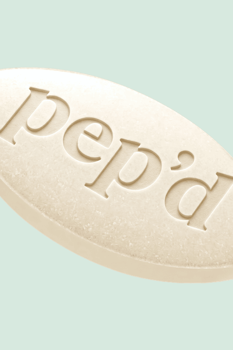 Get Pep’d Tadalafil Tablets Rx close up on a deeper mint background