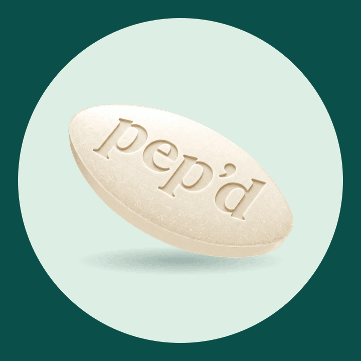 Pep’d Tadalafil Tablets Rx product shot on a deep teal background