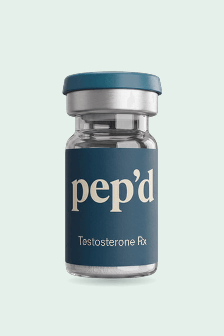 Get Pep’d Testosterone Injections Rx product shot on a mint background