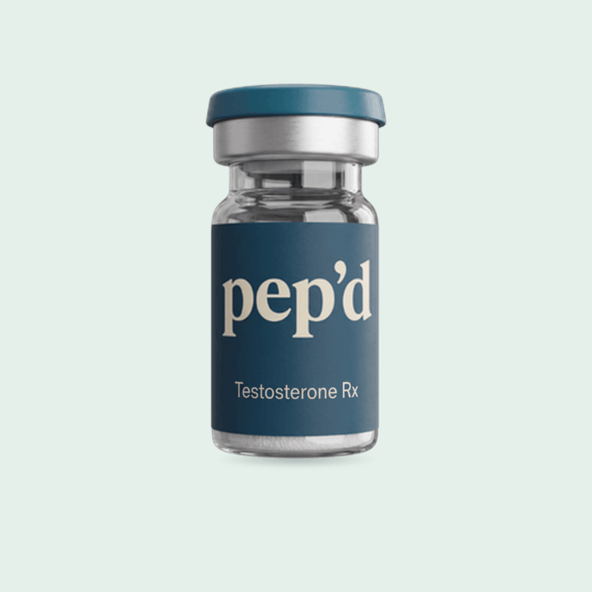 Pep’d Testosterone Injections Rx product shot on a mint background