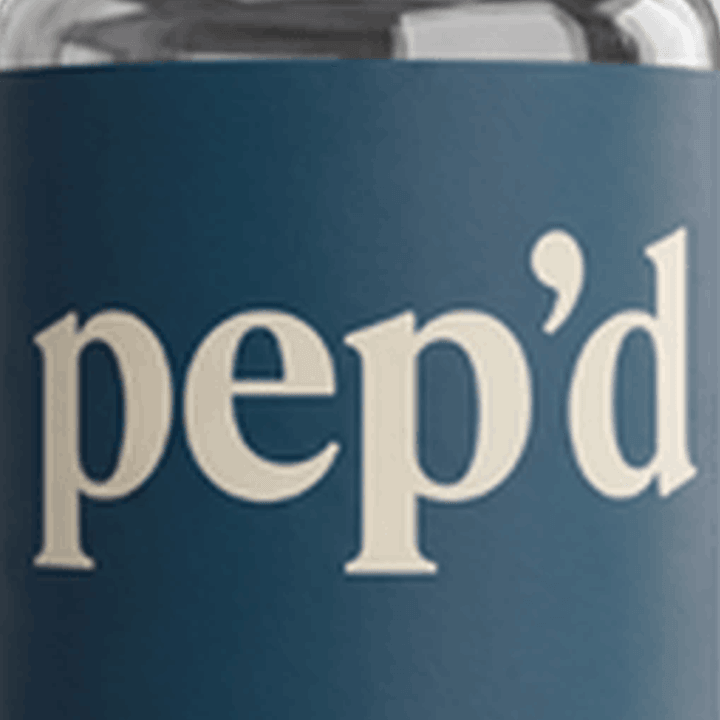 Pep’d Testosterone Injections Rx close up on a deeper mint background