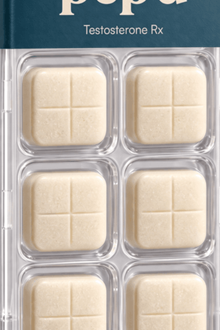 Get Pep’d Testosterone Troches Rx close up on a deeper mint background