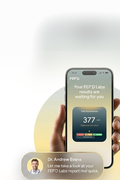 Stock phone screenshot of a sample provider message card, standing in for real Get Pep’d messaging