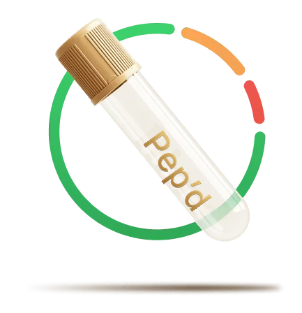 Pep’d branded specimen tube icon, tightly cropped