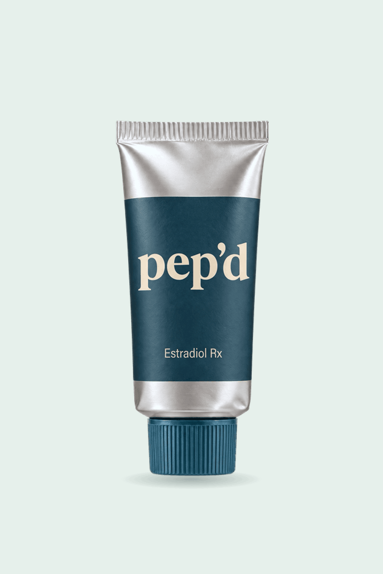 Get Pep’d Vaginal Estradiol Cream Rx product shot on a mint background