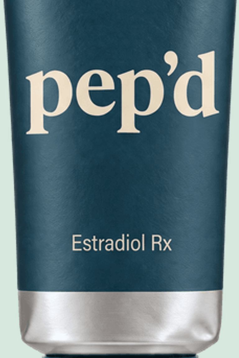 Get Pep’d Vaginal Estradiol Cream Rx close up on a deeper mint background