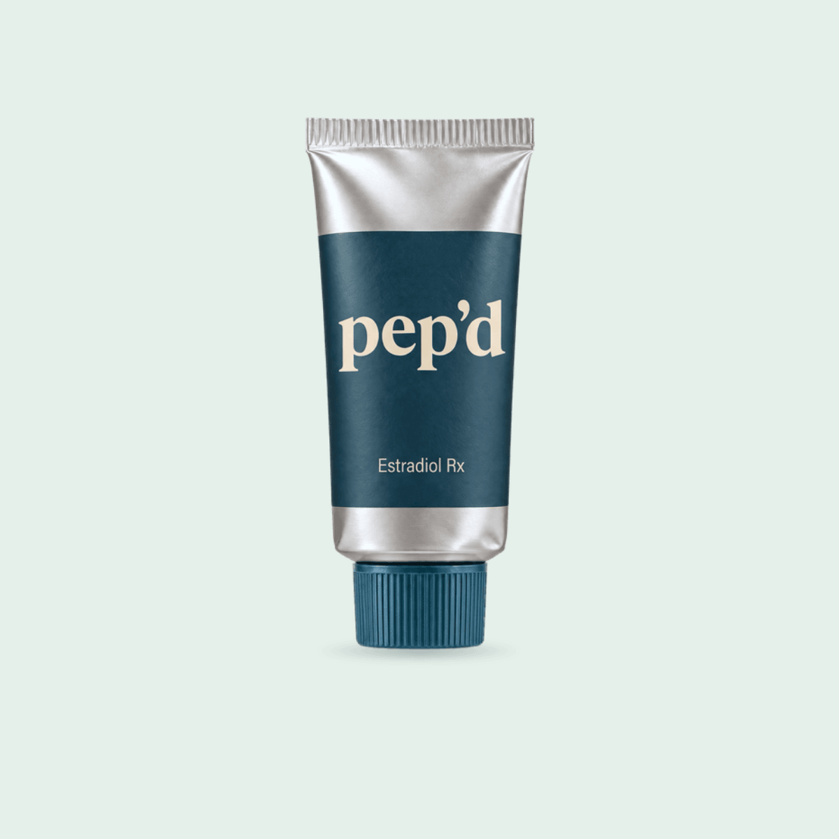 Pep’d Vaginal Estradiol Cream Rx product shot on a mint background