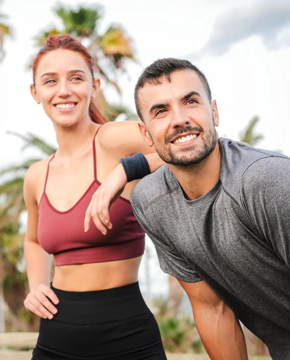 Lifestyle photo of a smiling couple outdoors, a stock visual