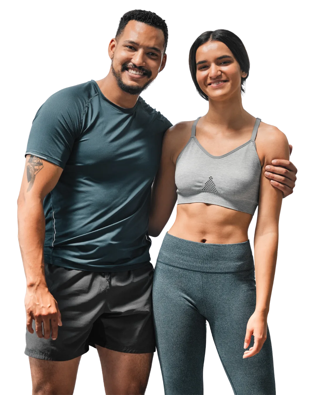 A fit couple standing together